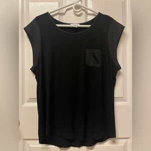 Dressy Black Cap-Sleeve Tee